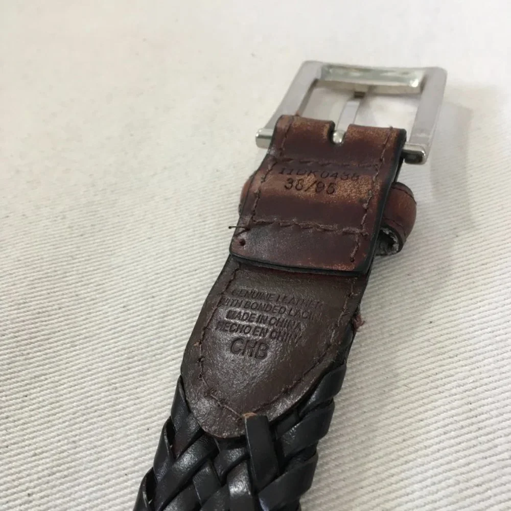 Men's Comfort stretch Braided Leather Bonded Lacing Belt Size 38/95